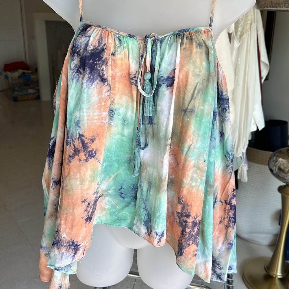 "Cotton Candy" Cold Shoulder Tie Dye Boho Batik top
